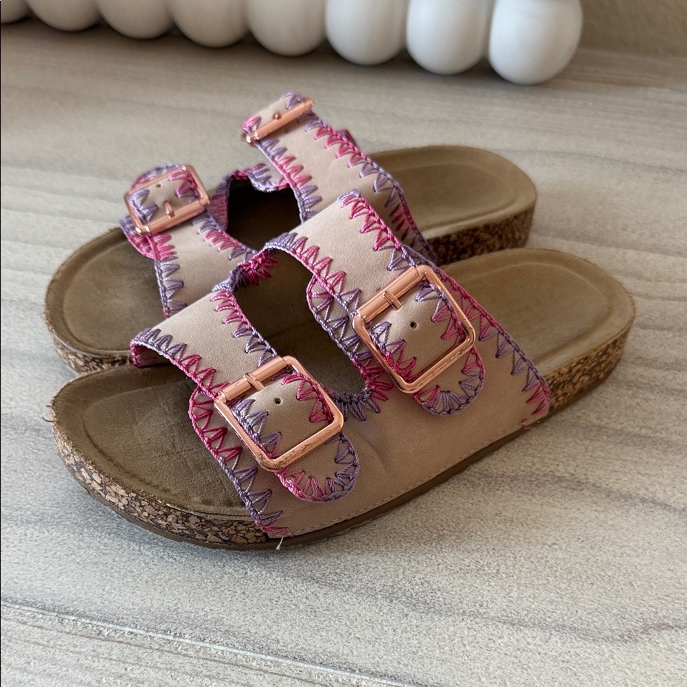 Girls faux suede sandal slides